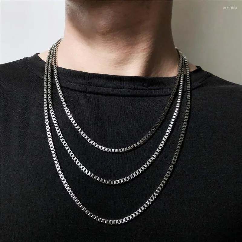 Choker Hip Hop 50/55/60cm Classic Box Chain Men Necklace Width 3MM Stainless Steel Figaro Cuban For Women Jewelry