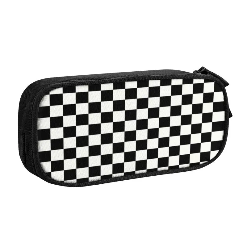 Wholesale Large Capacity Custom Checkerboard Checkered Pencil Case