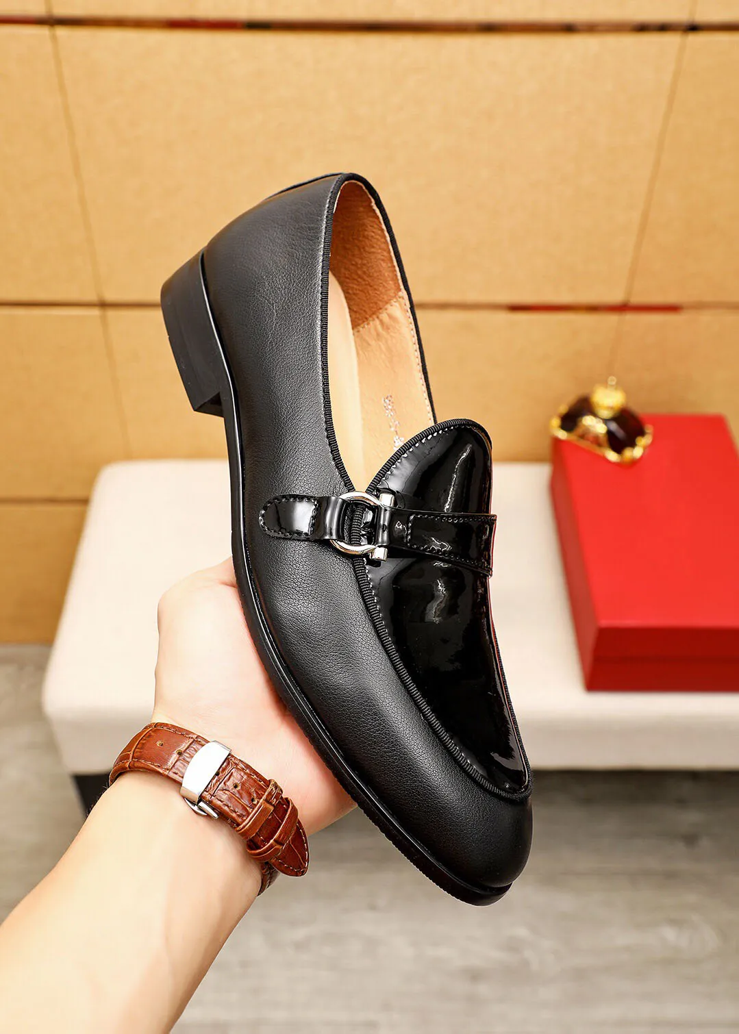 2023 Men Genuine Leather High Top Wedding Work Dress Shoes Fashion Brand Designer Casual Flats Business Oxfords Size 38-45