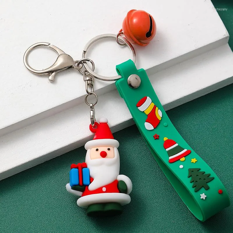 Keychains Christmas Santa Bell Keychain Holiday Event Gift Bag Hanging Car Key Ring Student Small