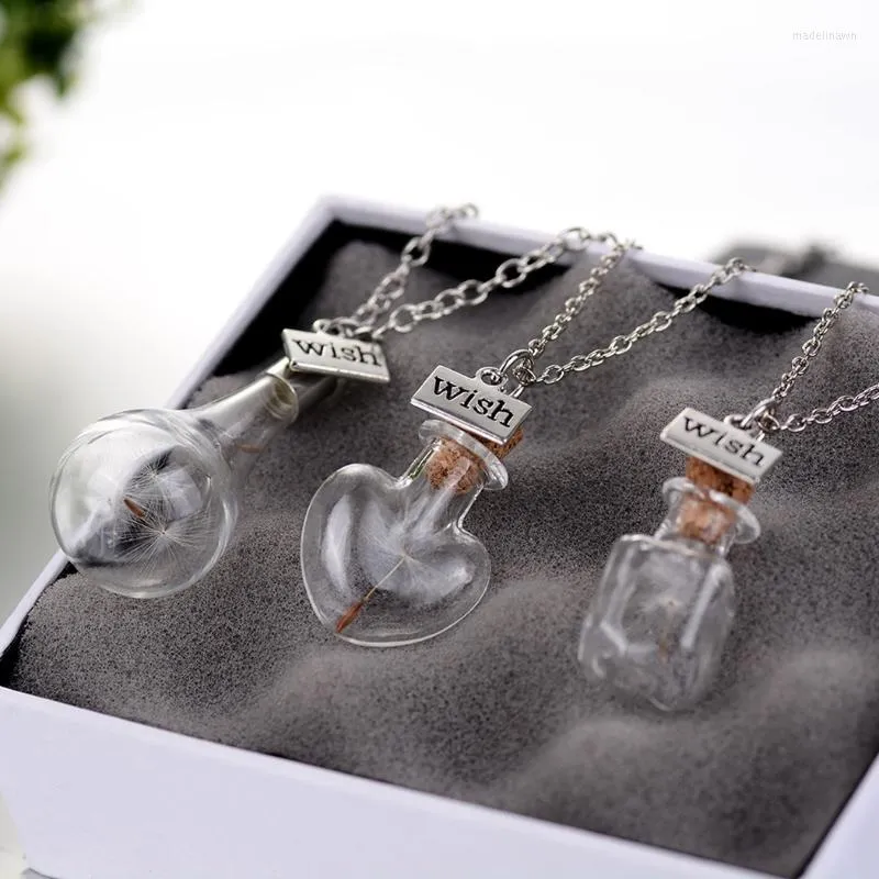 Kedjor maskros hänge halsband kreativ kedja önskar klara glas burk juvelerychains