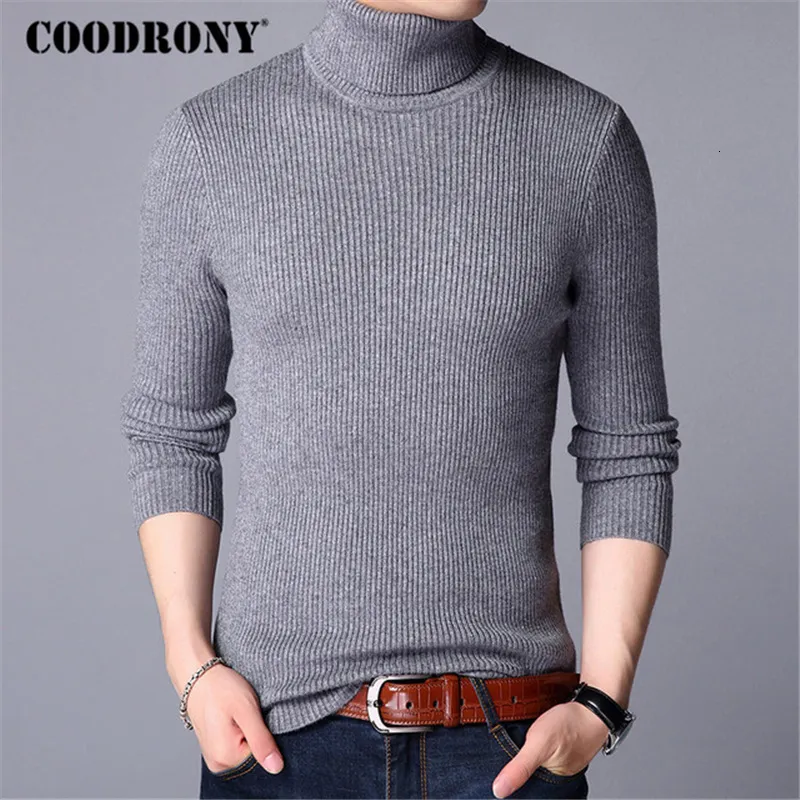 Blusas masculinas coodrony mass suéteres outono inverno espesso pullover quente masculino tricotado suéter de lã de lã Homem pesado jumper de gola alta 8229 230228