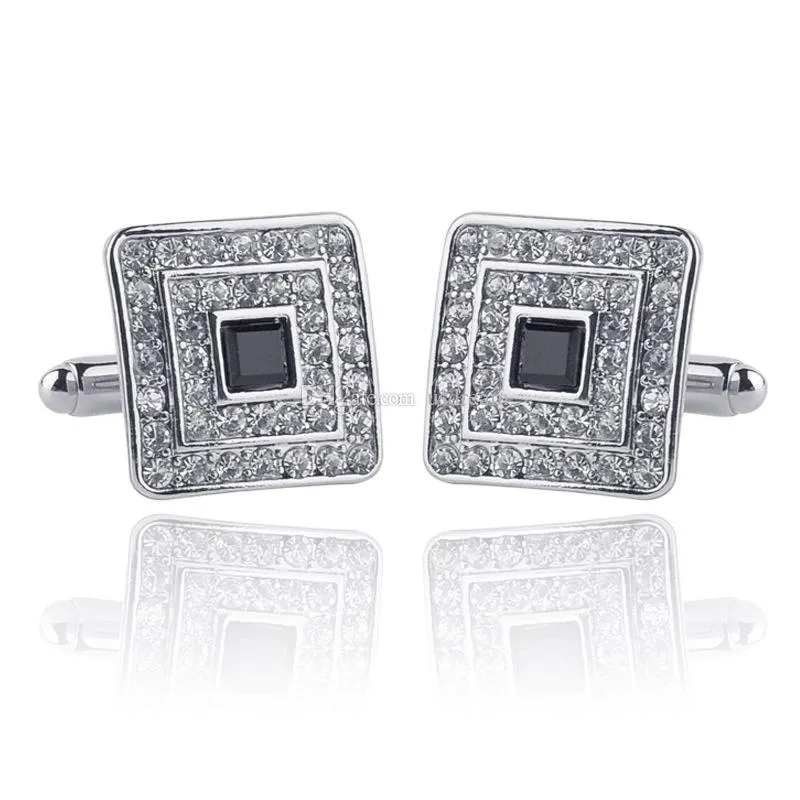 Crystal Cuff Links Links de diamante sinal de esmalte de punho de diamante