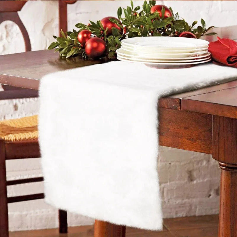 Ładownik stołowy 1 szt. Świąteczny styl biały pluszowy restauracja dekoracyjna prostokąt gospodarstwa domowego materiały imprezowe 230227