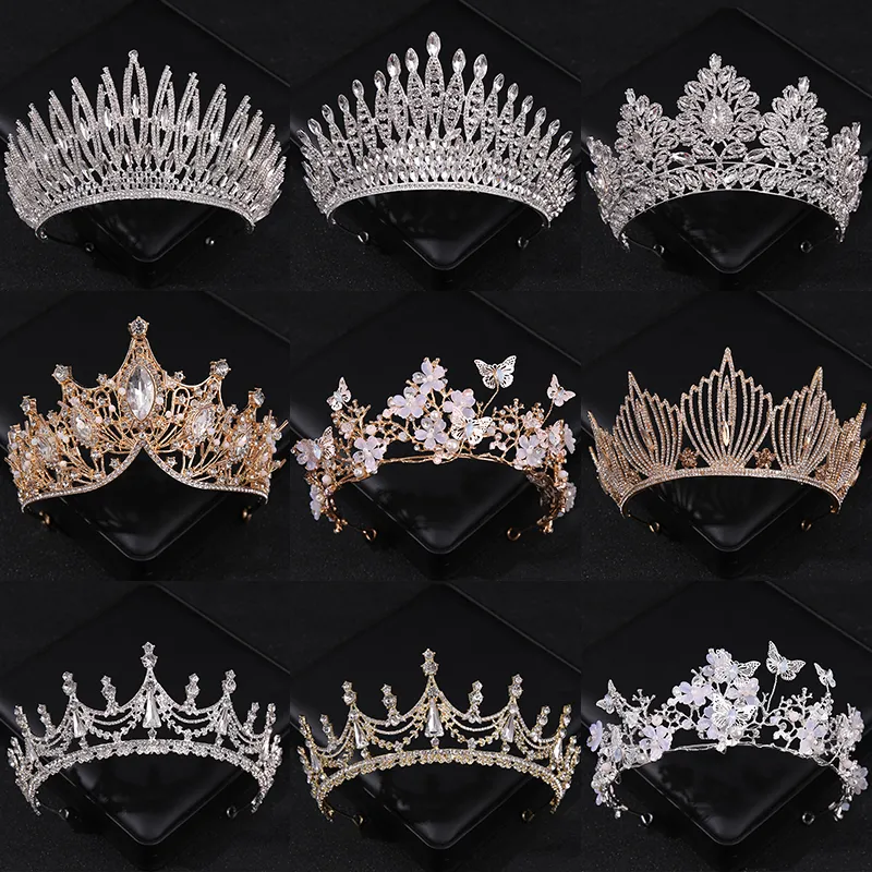 Bruiloft haar sieraden luxe mode gouden zilveren kleur kristallen kronen voor vrouwen bruid prinses koningin parels tiaras diadeems bruiloft haaraccessoires 230228