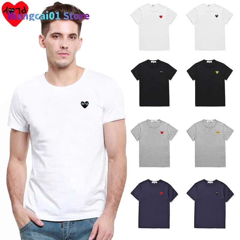 Mäns t-shirts spelar sommar t-shirt män kvinnor tter brodery hjärta rund hals kortsökt bomull fast t-shirt kupp lösa casual t-shirt 0228h23