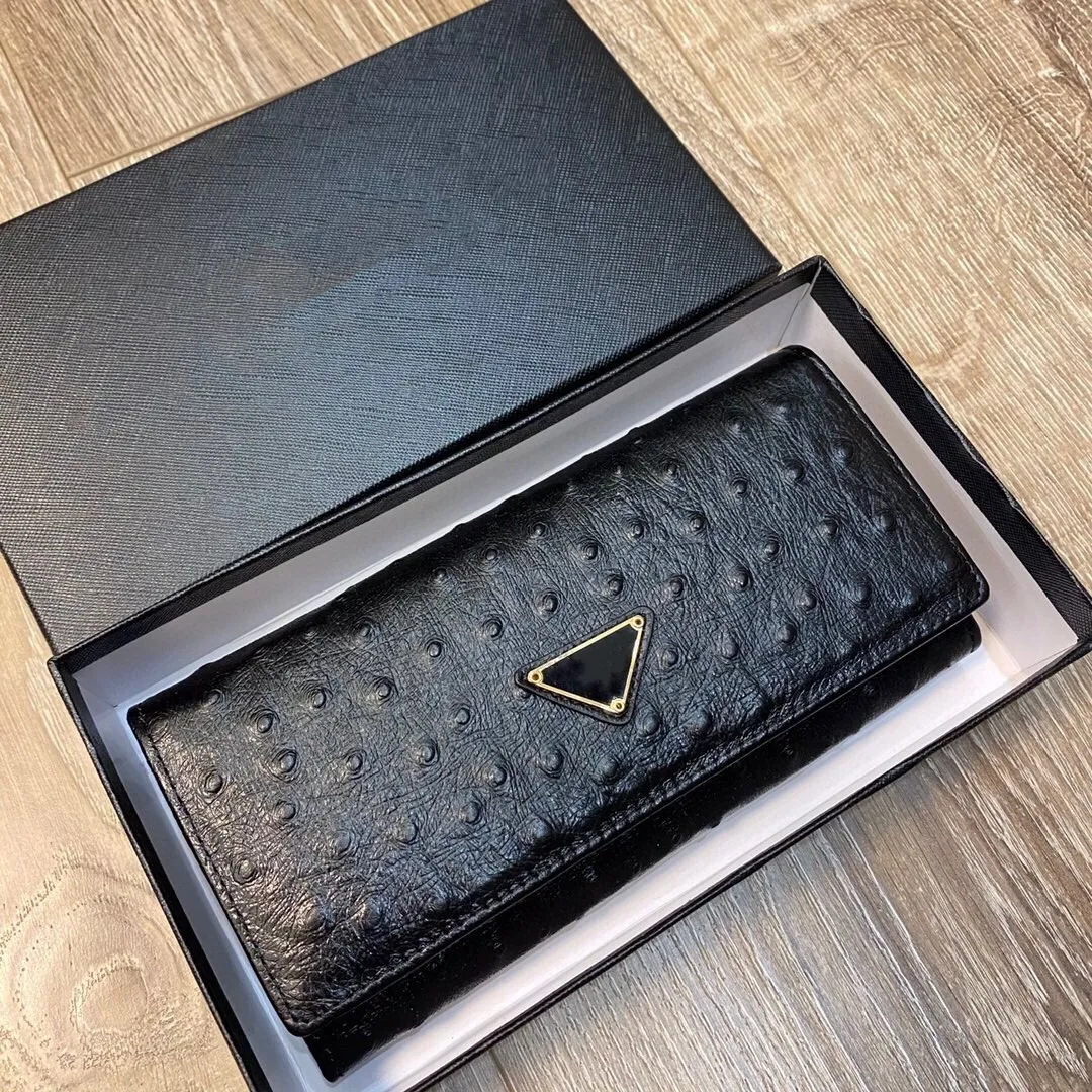 Pochette da uomo alla moda con motivo Black Diamond Portafogli in vera pelle con cerniera singola con zip da donna lunga borsa classica con scatola