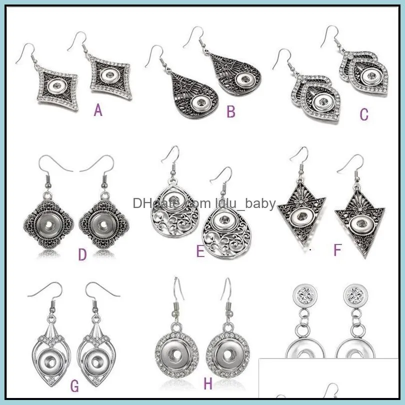 Charm 9 Styles Noosa Chunks Ginger Snap Earrings Jewelry Vintage Hollow Out Geometric 12Mm Button Charms For Women Gift Drop Delivery Dhqbh