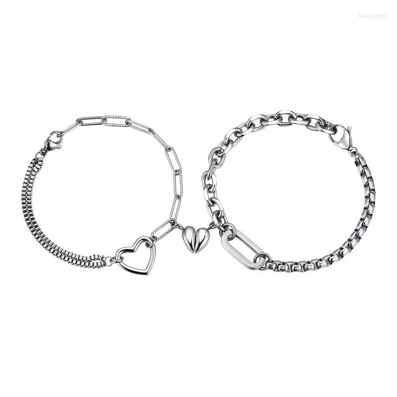 Charm Bracelets Magnetic Love Heart Matching Para Namorado E Namorada Hand Chain Link Original Fashion Jewelry