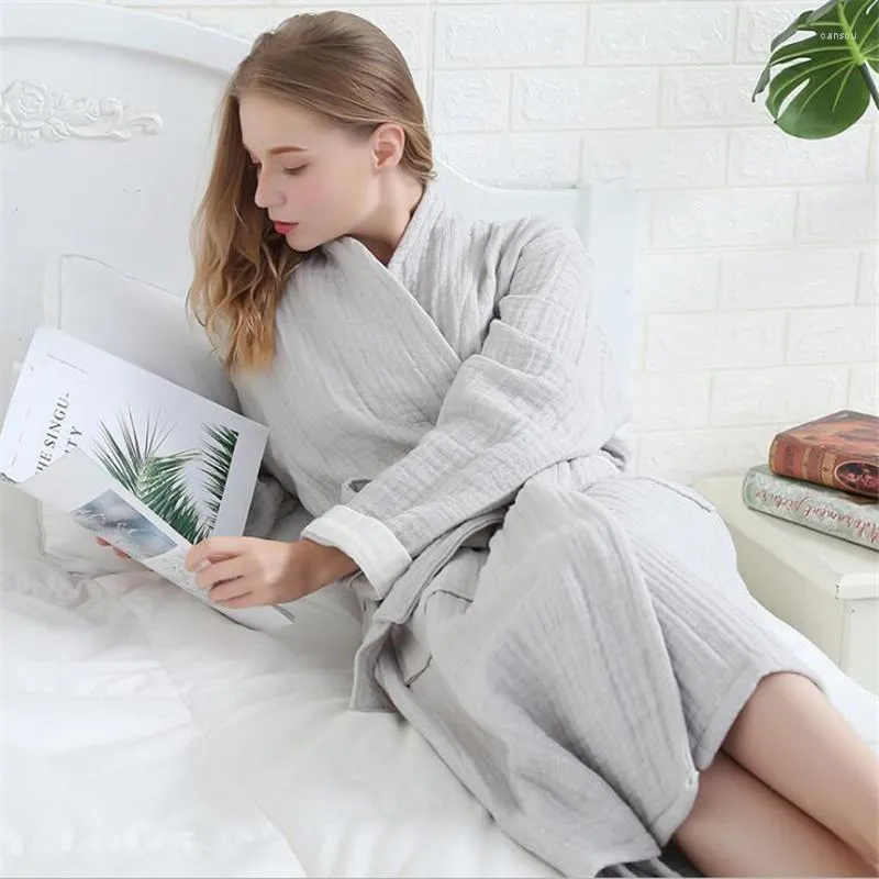 Towel Muslin Cotton Breathable Bathrobe Men's Women's Robes Couples Thin Spring And Autumn Summer El Adult Pajamas