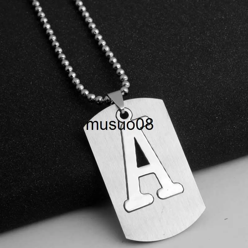 Colares com Pingente HNSP Pingente de Aço Inoxidável Para Homens Mulheres Colar Iniciais 26 Letras Nome Masculino Dog Tag Jóias Acessórios Atacado J230601