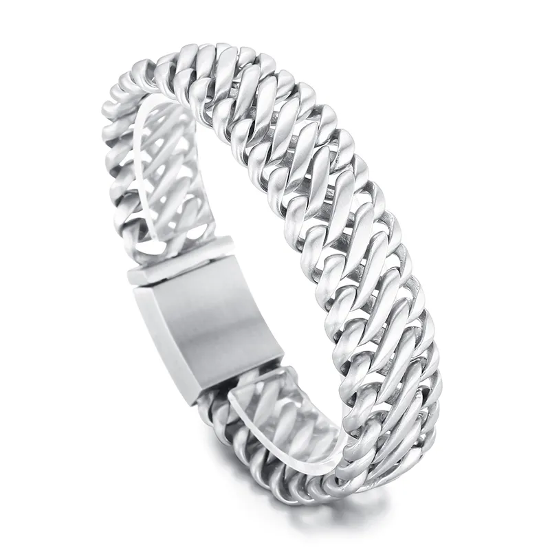 Borstel Roestvrij Stalen Armband Klassieke Miami Chain Link Mannelijke Stijl Voor Heren Jongens 20mm 8.26inch 87g Gewicht Hoge Gepolijst Vader Geschenken