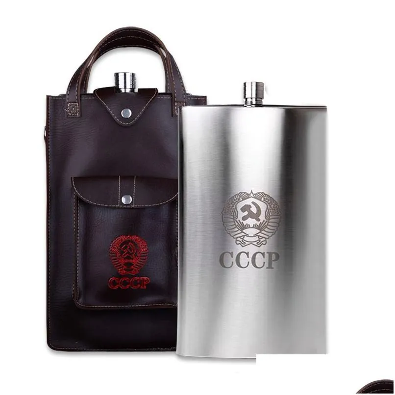 Fiaschetta in acciaio inossidabile Rec Flask con borsa portatile Outdoor Grande capacità 64Oz Bottiglie di vino in metallo Sier Flat Water Bollitore Dro Dhhia