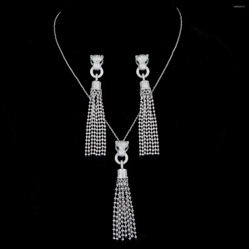 Серьги ожерелья наборы модных модных роскошных 2ps Drop Tassle Tassle Jewelry для женщин свадебная вечеринка