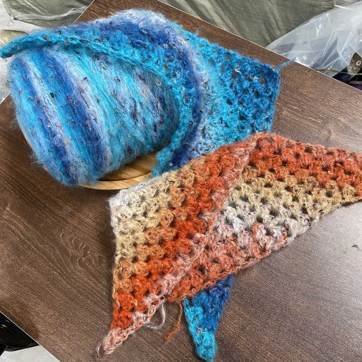 Yarn Mohair wool knitted plush soft sequins crochet thread DIY sweater scarf P230601