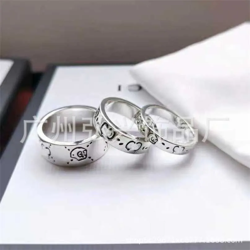 60% di sconto designer gioielli braccialetto collana Sterling elfo teschio coppia fantasma ANELLO 925 anello coppia marea