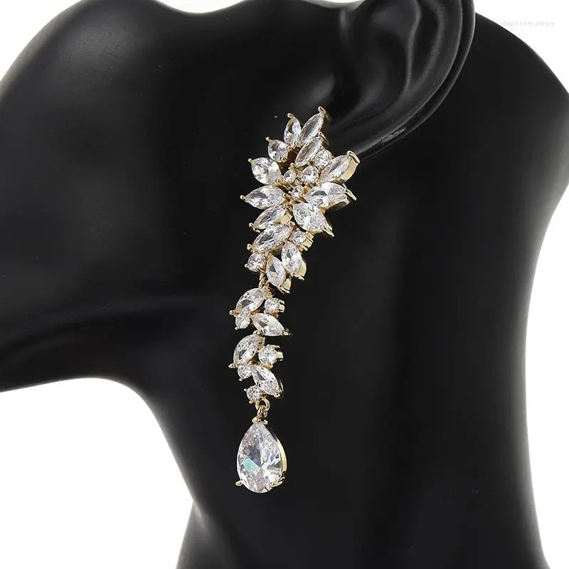 Серьги Серьги Slbridal Top Pave Установка Waterdrop CZ Crystall