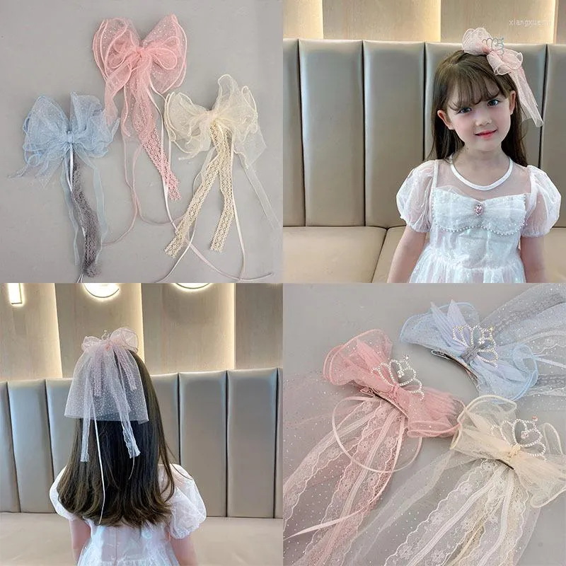 Accessori per capelli Fermaglio per capelli con fiocco in pizzo dolce per ragazze Carino fermaglio per capelli a forma di corona Principessa Festa di compleanno Clip Regalo per fermaglio rosa per bambini