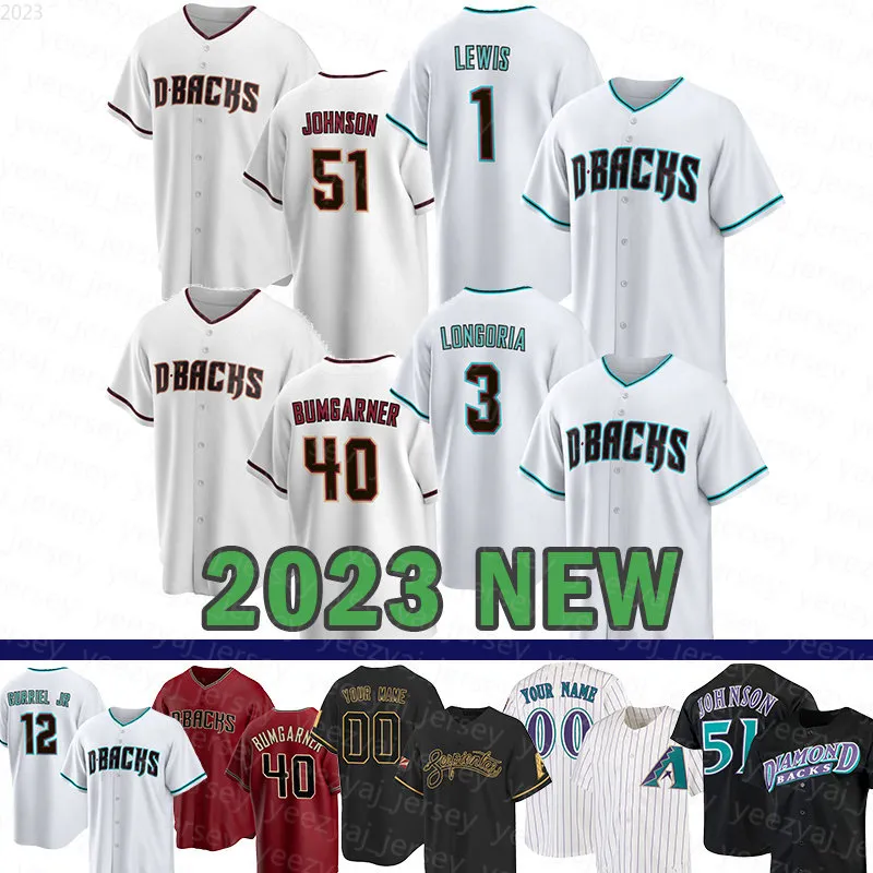 2023 بيسبول جيرسي ارتداء مخصص Diamondbacks 20 Luis Gonzalez 51 Randy Johnson Corbin Carroll Adolis Garcia Joe Mantiply Dominic Fletcher Ketel Marte