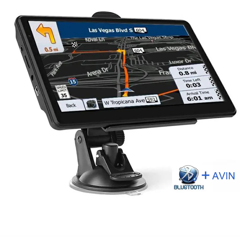 7 بوصة HD CAR GPS Navigator Bluetooth Avin Auto Navi 8GB+256GB صوت القيادة مع أحدث خرائط أوروبا جنوب الولايات المتحدة الأمريكية الشرق الأوسط