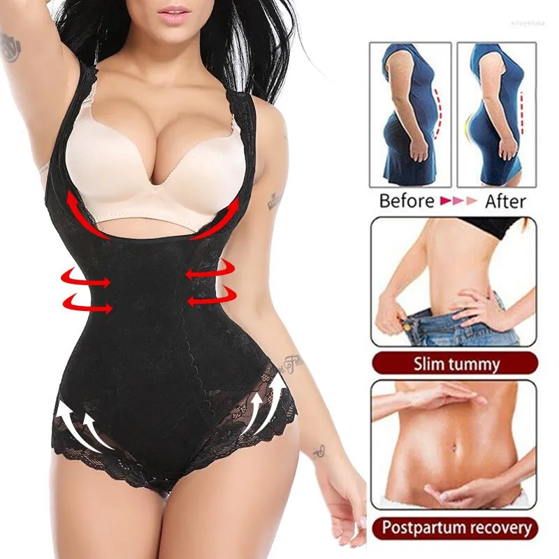 Body modelador de renda feminino modelador de corpo inteiro para controle de barriga modelador de cintura underbust roupa íntima emagrecedora espartilho