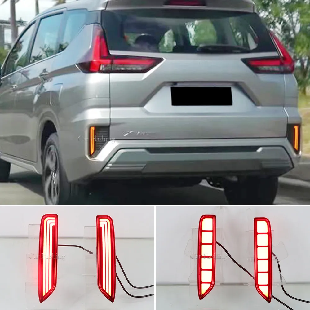 2sts LED-bakre stötfångare reflektor svansbromsljus för Mitsubishi Xpander 2022 2023 Xpander Cross 2019-2021 dimlampor Turn Signljus