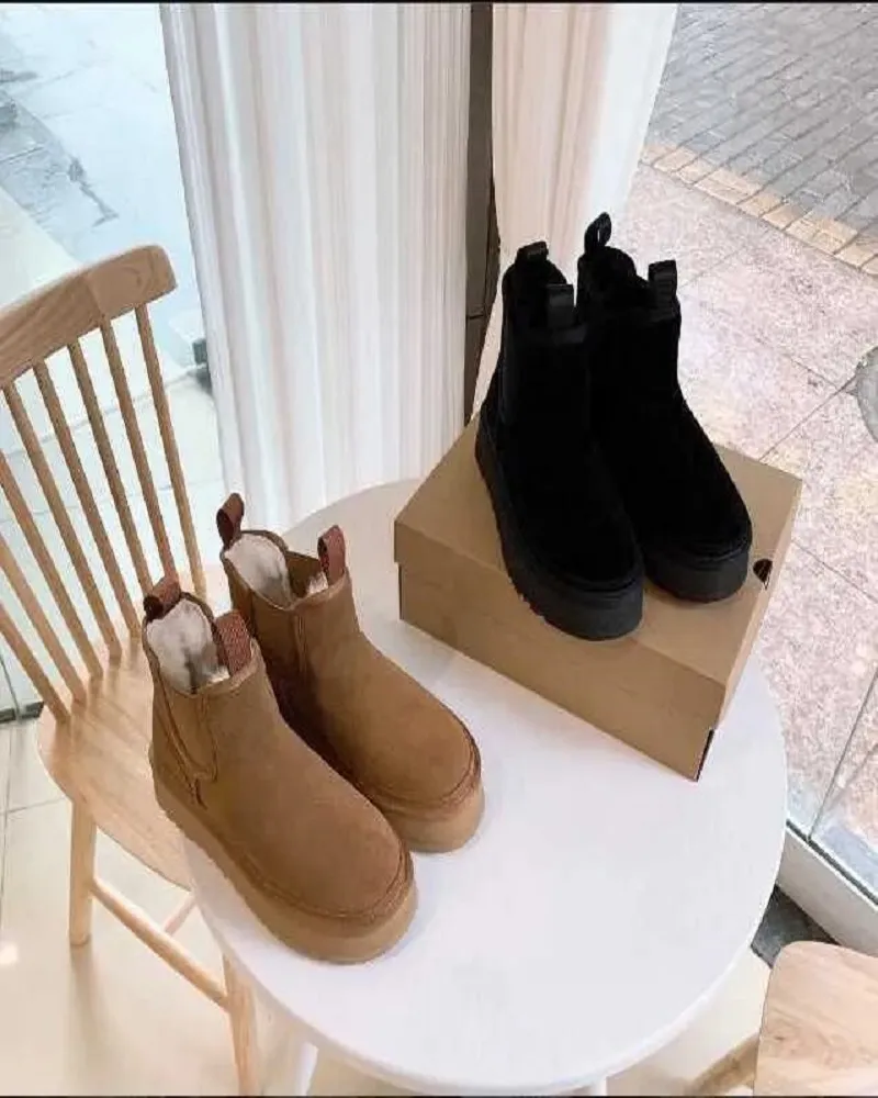 Laarzen Ultra Mini Platform Boot Designer Dames Winter Enkel Australië Klassieke mode Sneeuw Dikke bodem Echt leer Casual schoenen Warm