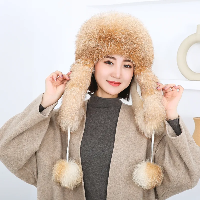 モコモコ帽子 本毛皮 引っ張 アンハーゲン
