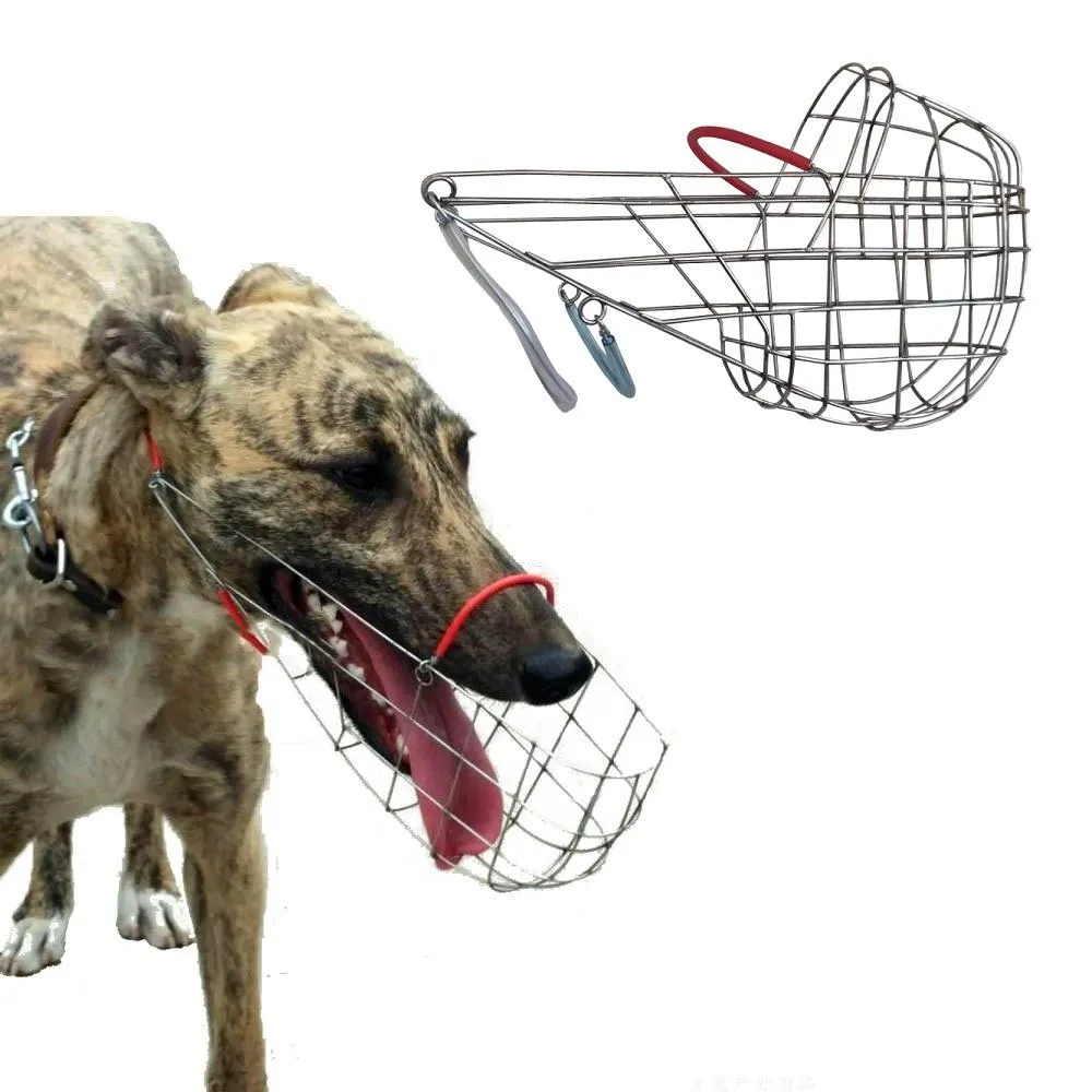 DHgate Metal Wire Basket Dog Muzzle Safe Anti Bite Chew Bark Muzzle for Small Large Dogs Pet Supplies