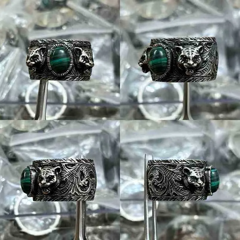70% off designer jewelry bracelet necklace ring garden head malachite green complex pattern animal year ringnew jewellery