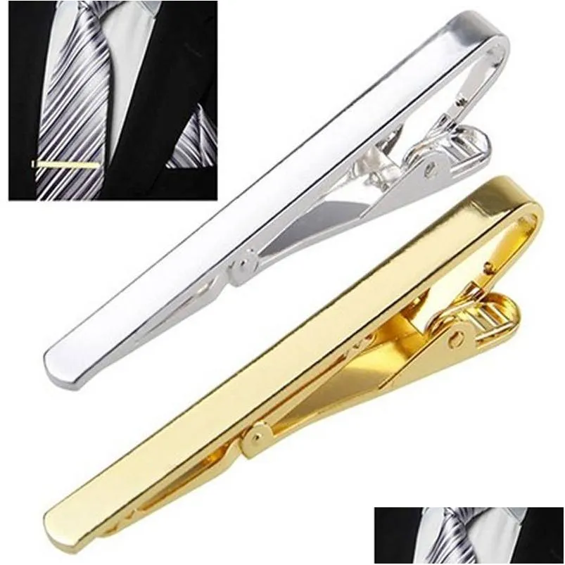 Clipes de gravata Mix Color Homens Clip Pins Barras Golden Slim Glassy Gravata Negócios Ternos Acessórios Gold Sier Bronze Ti02 Drop Delivery Judeu Dhzov