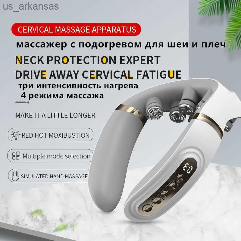 Neck Massager Hot Compress Neck Back Cervical Spine Pain Relief Kneading Massage Machine Power Control L230523