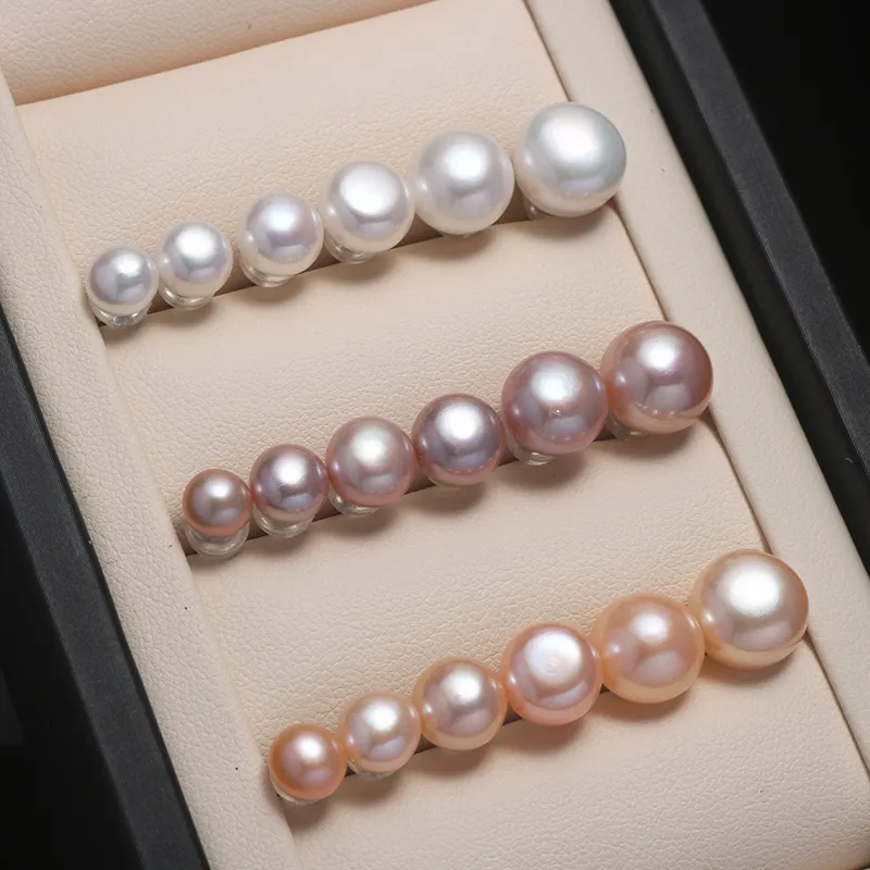 1 paire 6-12mm véritable naturel perle d'eau douce boucles d'oreilles AA Grade élégant bijoux blanc violet perles oreille goujons boucles d'oreilles femmes femme