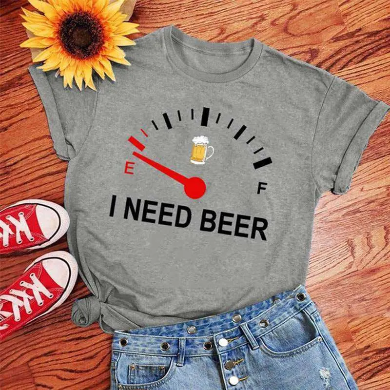 Herren-T-Shirts mit Aufdruck „Süßes I need a beer“ für Männer. Sommerliches, süßes, kurzärmeliges, lässiges T-Shirt mit O-Ausschnitt für Damen. Kreatives personalisiertes Oberteil für Damen P230601