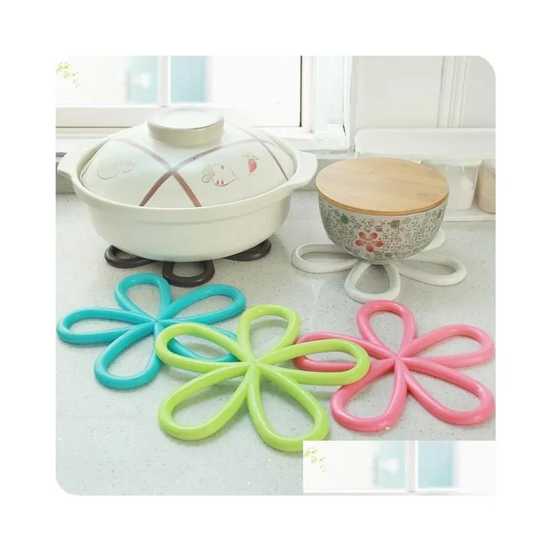 Andere Keuken Eetkamer Bar Antislip Bowl Mat Effen Warmte Insation Steelpan Kussen Pvc Eenvoudige Stijl Mooie Pruimenbloesem Cup Dh0698 D Dhufj