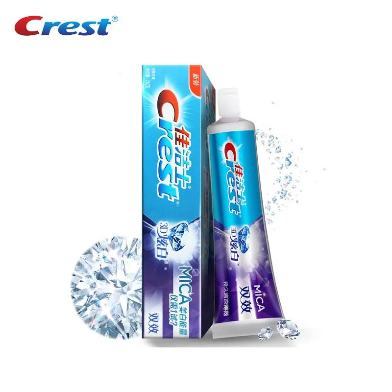 Tandkräm original crest vit glimmer tandkräm dubbeleffekt fluorid blekning tandkräm mynt smak kol för vuxna tänder blekning