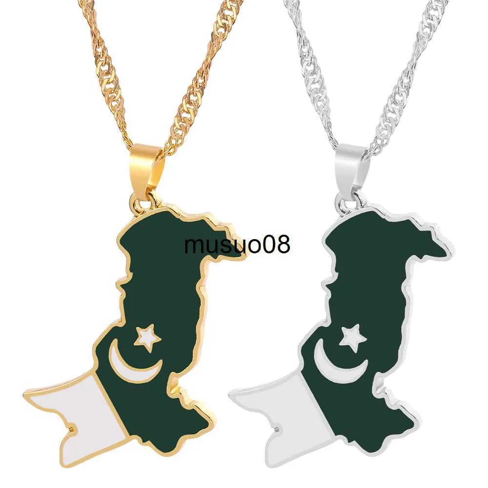 Pendant Necklaces Pakistan Map National Flag Pendant Necklace For Women Men Fashion Map Ethnic Choker Necklaces Jewelry Gift For Pakistani Friends J230601