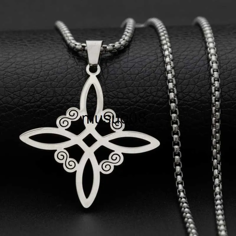 Pendant Necklaces Womens Witch Knot Necklace Stainless Steel Irish Celtic Knot Pendant Fashion Pendant Good Luck Jewelry Gifts for Girls J230601