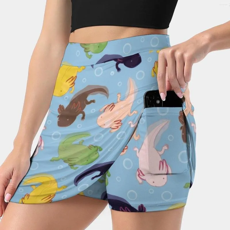 Skirts Axolotl Pattern Women's Skirt With Pocket Vintage Printing A Line Summer Clothes Salamander