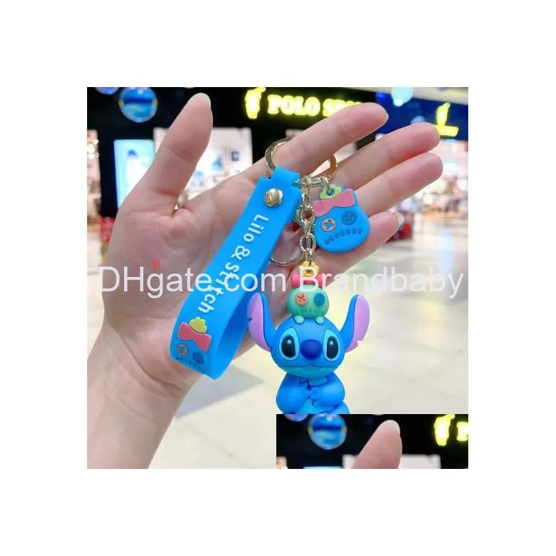 cute animation stitch jewelry keychain different design pvc key ring accessories
