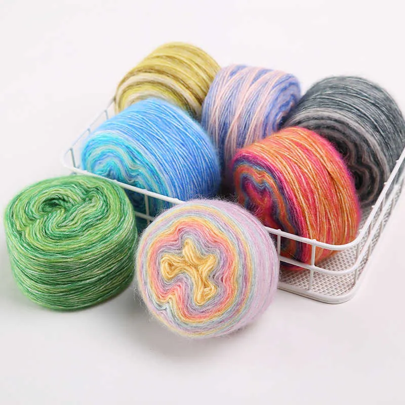100 g Rainbow Mohair Commercial Cotton Gradient Thread Hooked Shawl DIY Handvävt garn som används för att sticka P230601