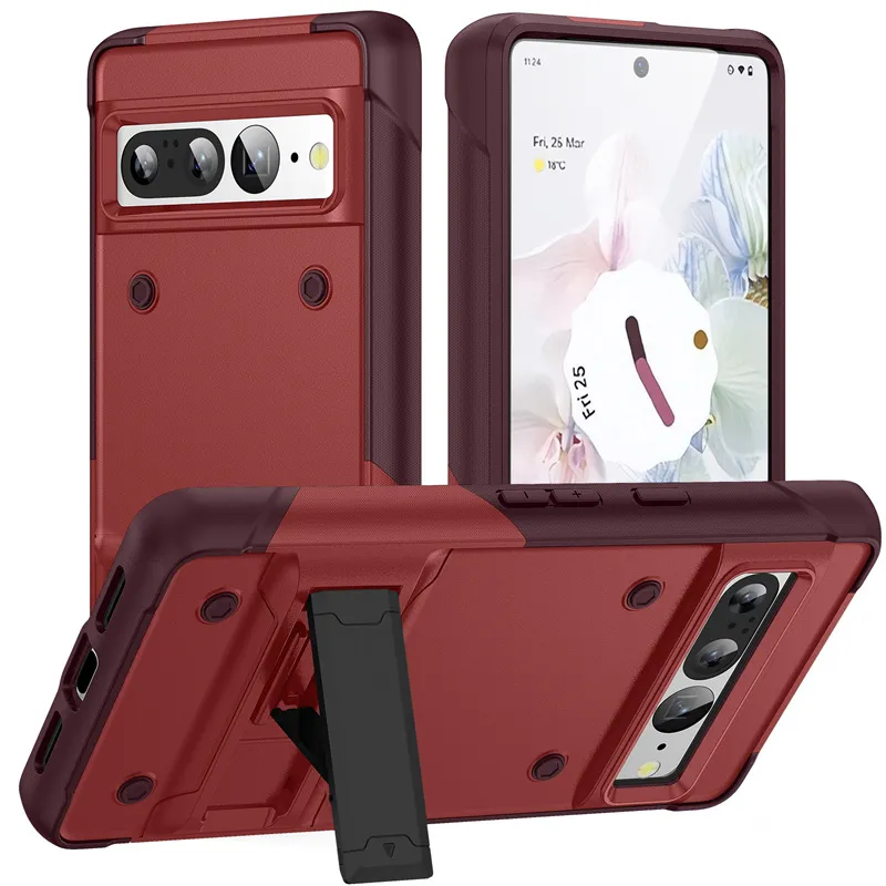 Kickstand Phone Cases For Pixel 7 7A 8 Pro Hybrid PC TPU Heavy Duty Shockproof Cellphone Case Back Cover