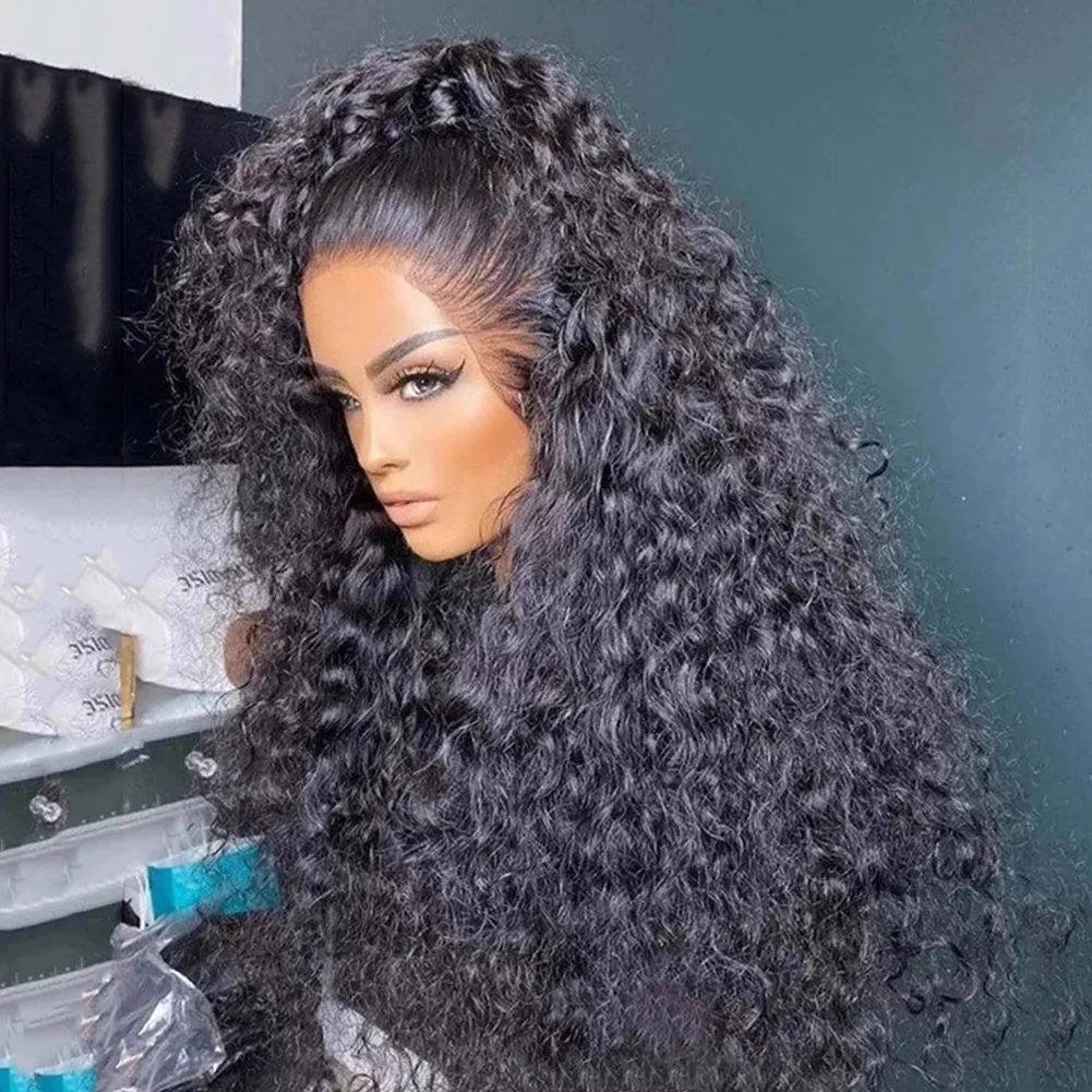 13x4 Jerry Curly Lace Front Wig Deep Kinky Curly Simulation Human Hair Wigs 브라질 HD 투명 레이스 정면 합성 클로저 가발