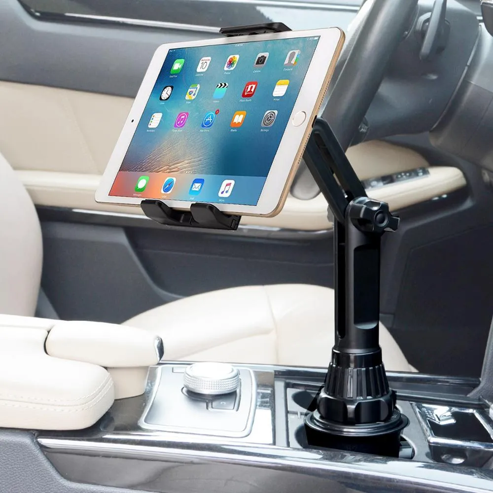 Stojaki Universal 360 CAR CUP Uchwyt Tablet Automobile Mount Cradle dla Apple iPad Pro 12.9 Air 2019 Mini 4 dla Samsung Tab S7 Plus 12.4