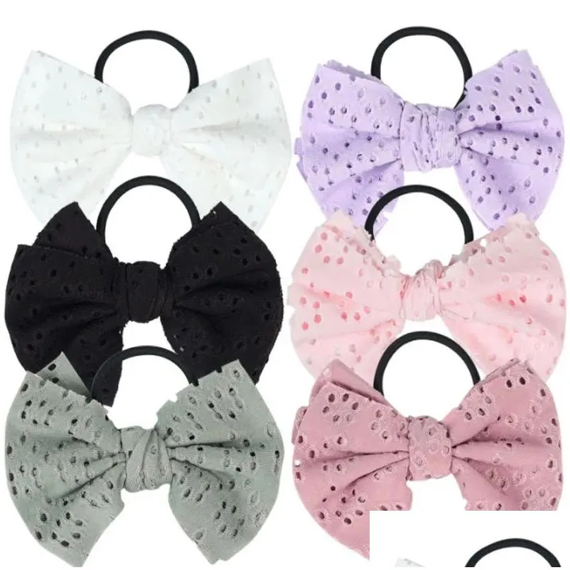 Elastici per capelli Neonata Tinta unita Fatti a mano Bowknots Bambini Copricapo elastico Decorazioni per feste Accessori Drop Delivery Jewelry Ha Dhwso