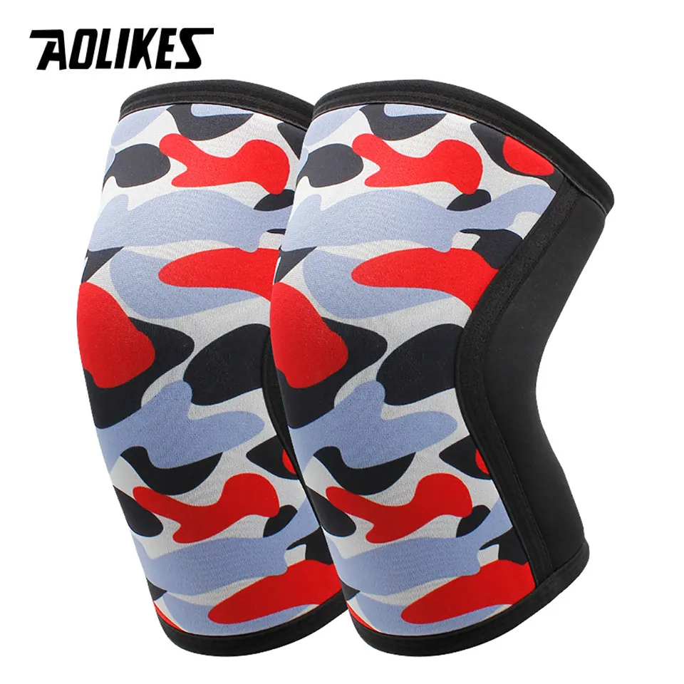 AOLIKES-rodilleras deportivas de neopreno para hombre y mujer, rodilleras  de compresión de 7mm, levantamiento de pesas, entrenamiento de Crossfit con  presión, 1 par