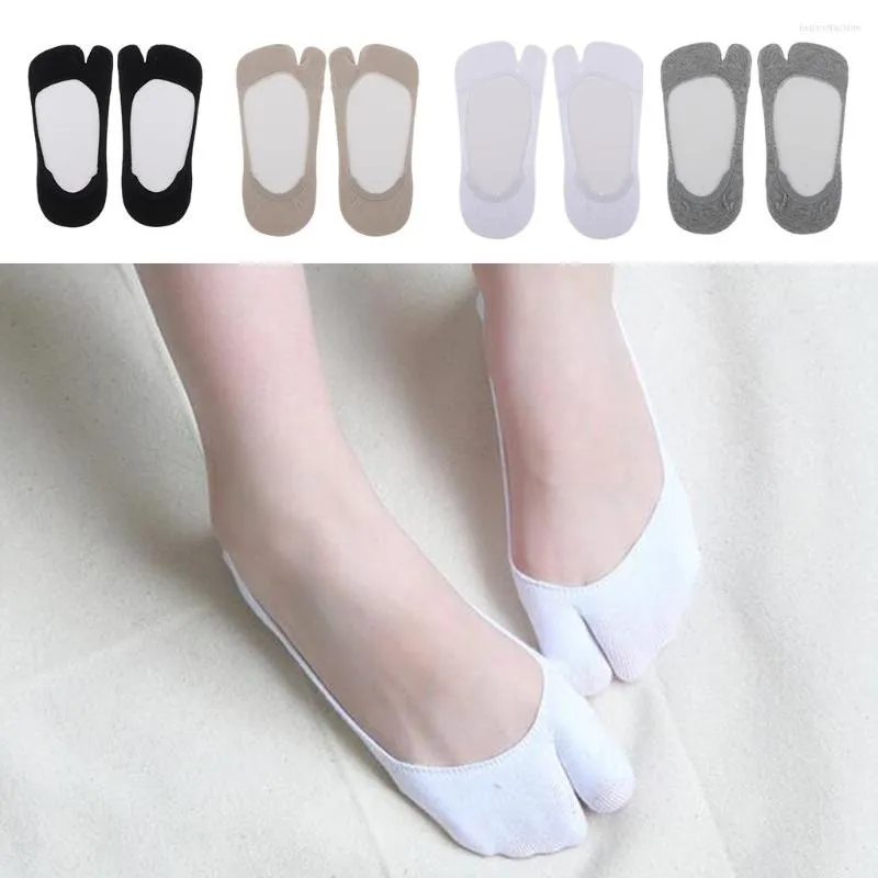 Women Socks 1 Pair Women's Big Toe Flip Flop Tabi V Ankle Casual Boat Hidden Invisible Non-Slip For Flats