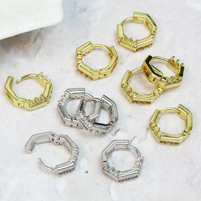 Dingle örhängen 5 par hexagon hoop smycken 18k pläterat mode