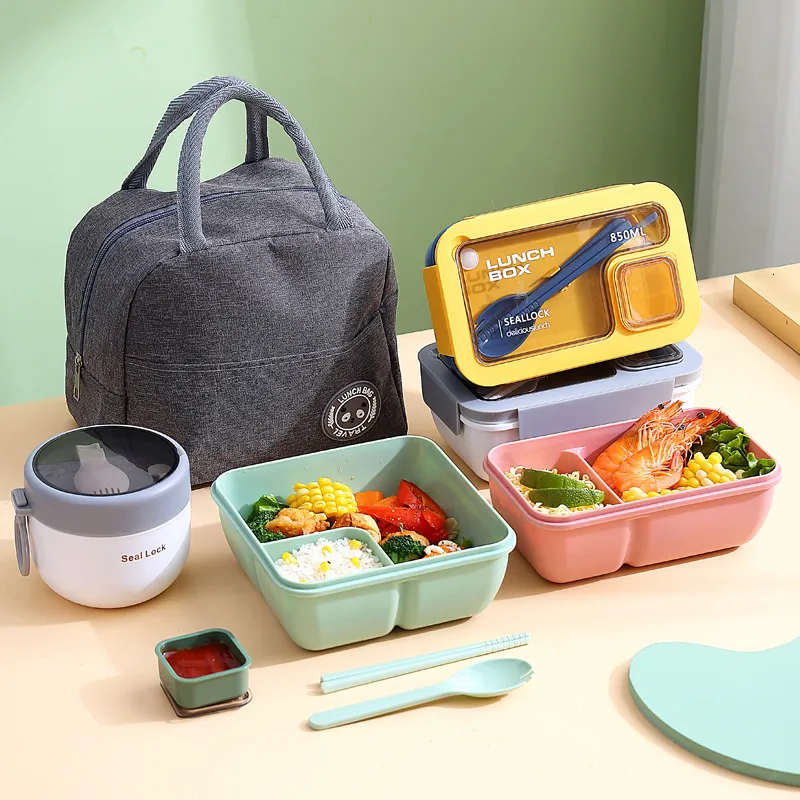 Lunch Boxes Portable lunch box bag childrens school desk bento tablet computer heat pack complete set microwave heating 230531