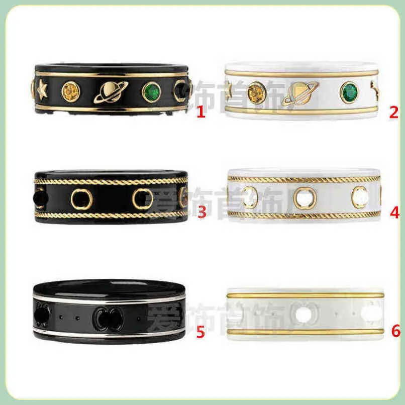 70% rabatt designer smycken armband halsband tillbehör ring vit keramisk svart stålsten för män kvinnor att ge flickvänner gåvor